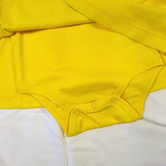 PRIMARY Baby Puff-Sleeve Dress, attached onesie, Sunshine Yellow, size18-24mos. - Picture 5 of 10